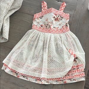 Matilda Jane Floral and Lace Kids Dress with Peach and White colors size 8